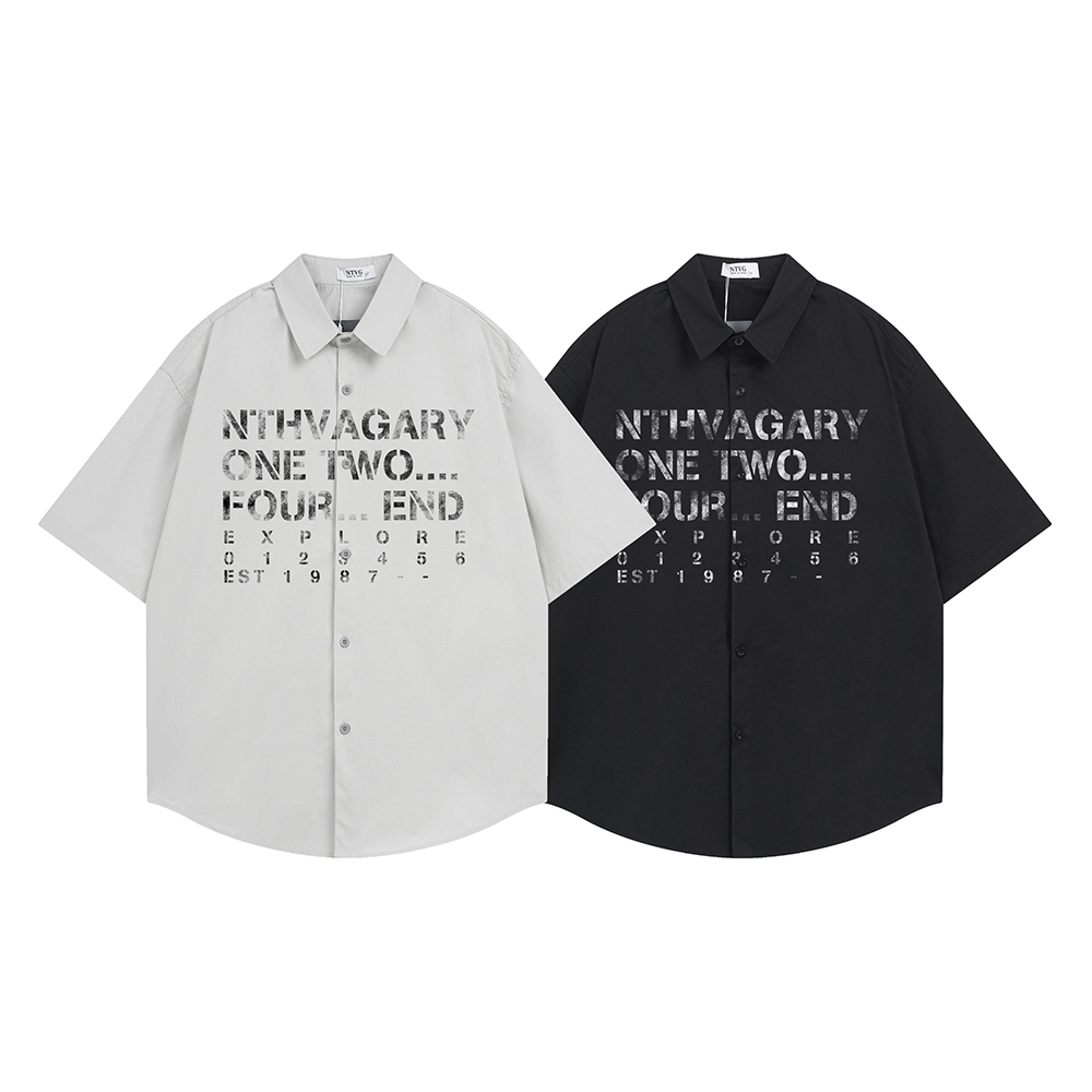 Summer Clothing Reviews - Fashion Letter Print Shirt Short Sleeve