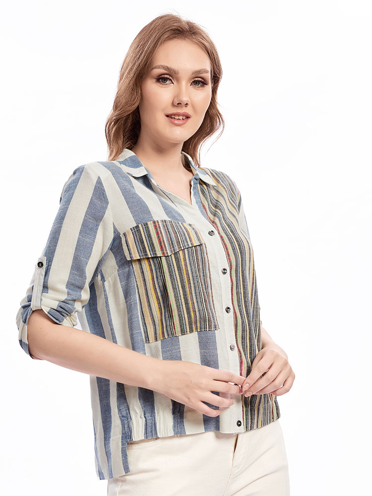 Summer Clothing For 70 Year Old Woman - Womens plus size woven lapel shirt