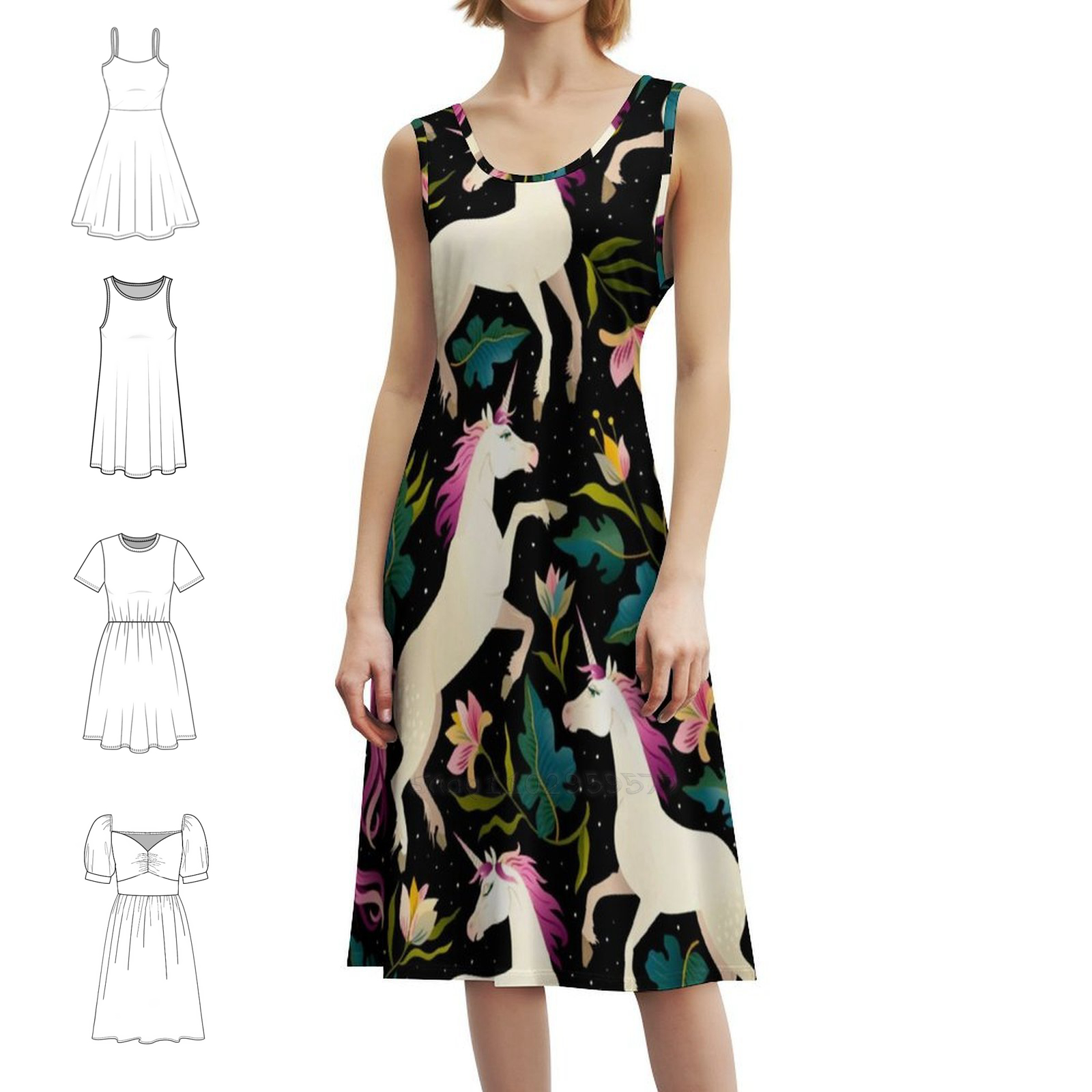 Summer Clothing Patterns - Pattern With Beautiful Unicorns Women's Streetwear