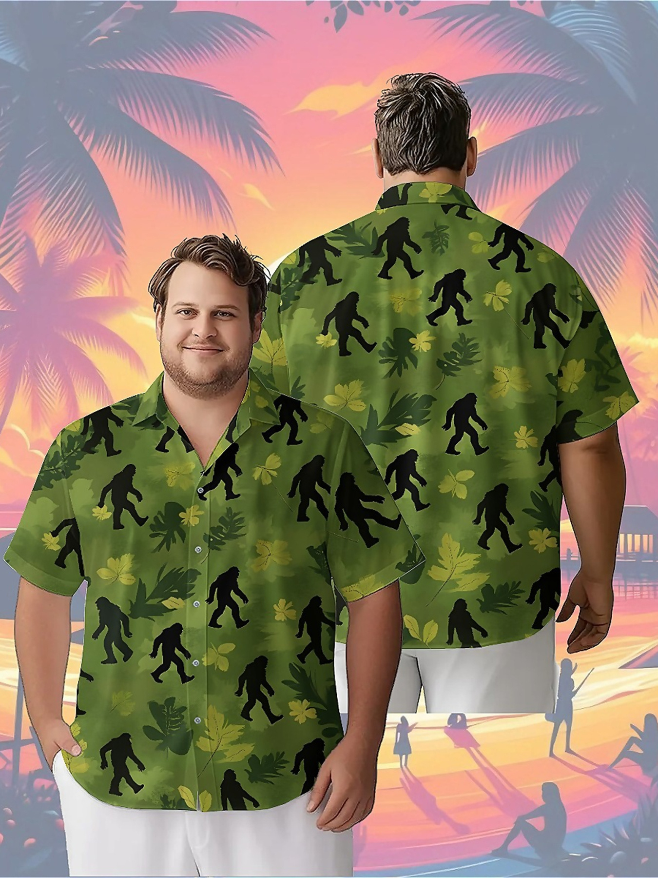 Summer Clothing Patterns - Men's Plus Size Hawaiian Shirts Sasquatch