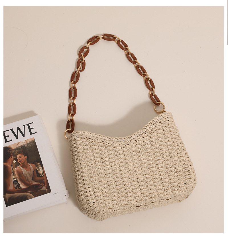 Beach Bag Straw - Straw Woven Bag for Women: Solid-Color