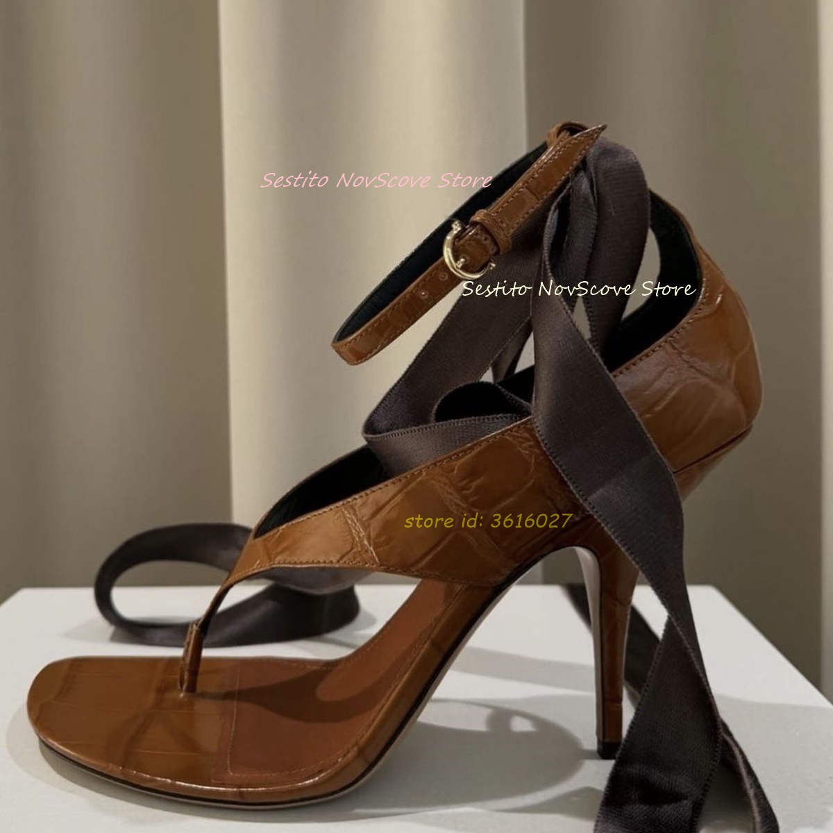 Summer Clothing For Petite Women - Brown Open Toe Lace Up Sandals