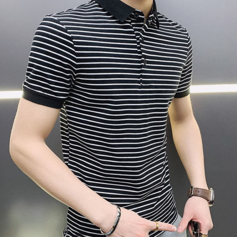 Summer Clothing Colors - Man with Collar Tee Shirts Streetwear