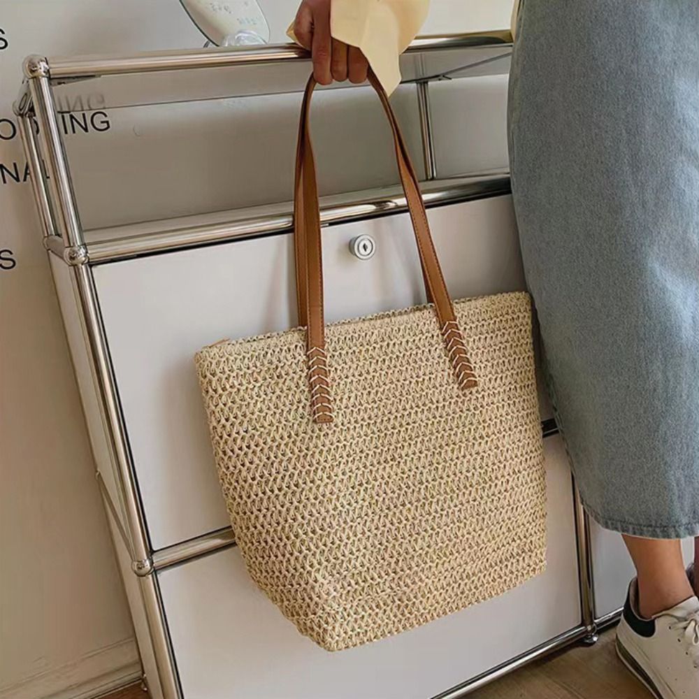 Fashion Solid Color Weave Stra - مراجعة Beach Bag Straw وسعره