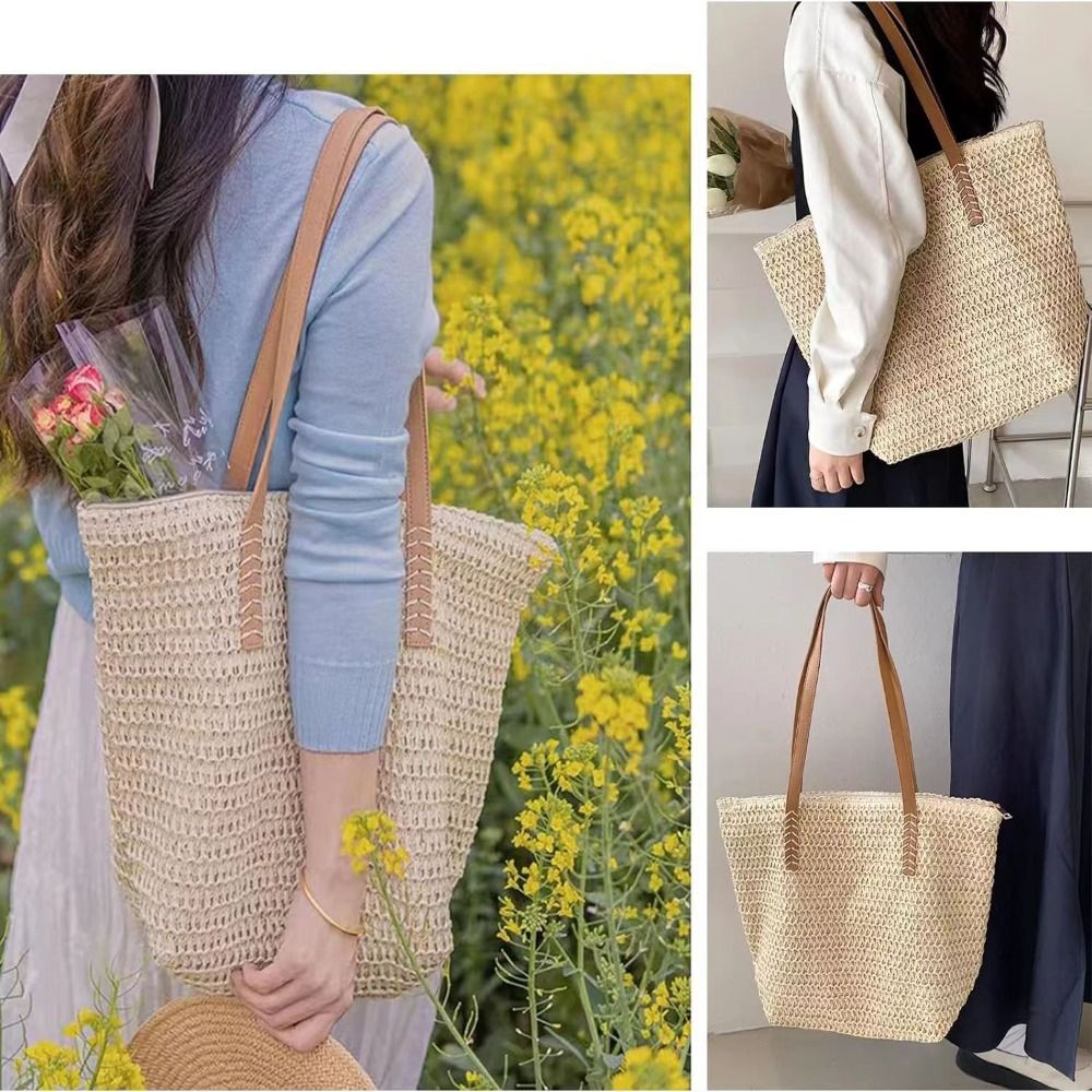 Fashion Solid Color Weave Stra - مراجعة Beach Bag Straw وسعره