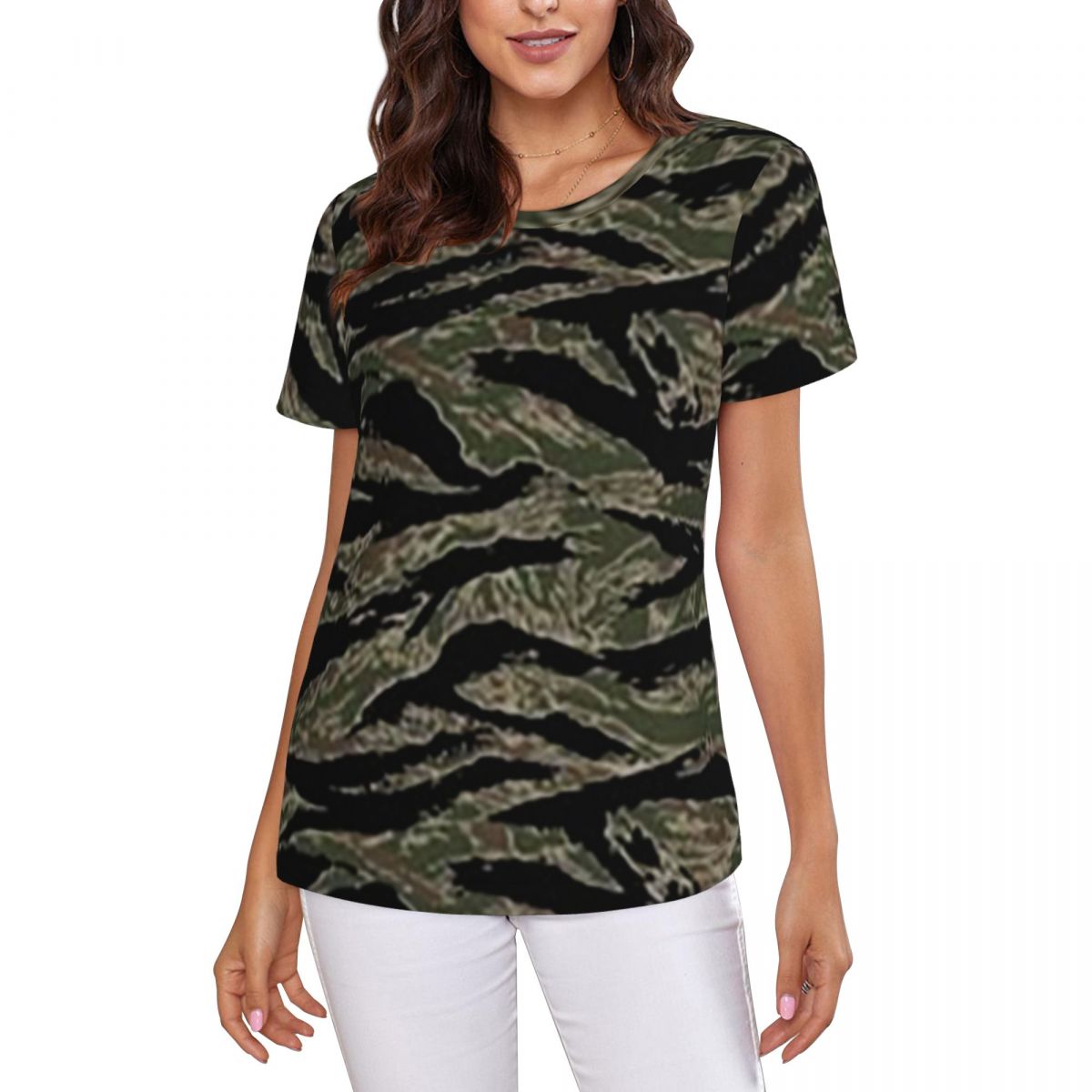 Tiger Stripe Camouflage Milita - مراجعة Summer Clothing For 70 Year Old Woman وسعره