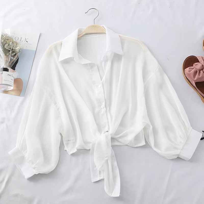 Women Summer Bat Half Sleeve C - مراجعة Tie Front Shirt وسعره