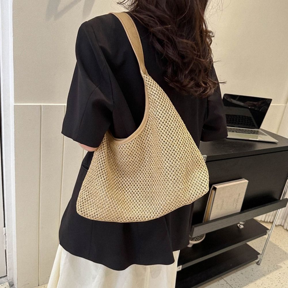 Simple Solid Color Weave Straw - مراجعة Beach Bag Straw وسعره