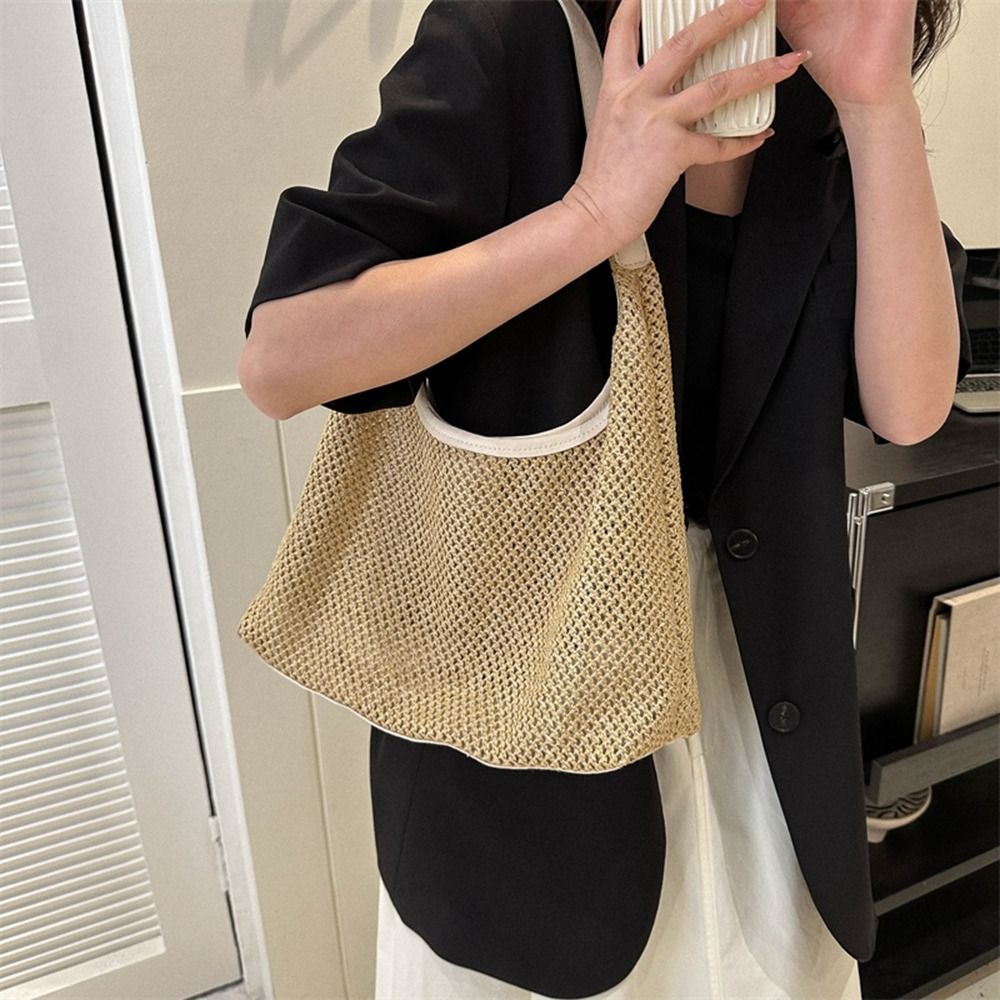 Simple Solid Color Weave Straw - مراجعة Beach Bag Straw وسعره