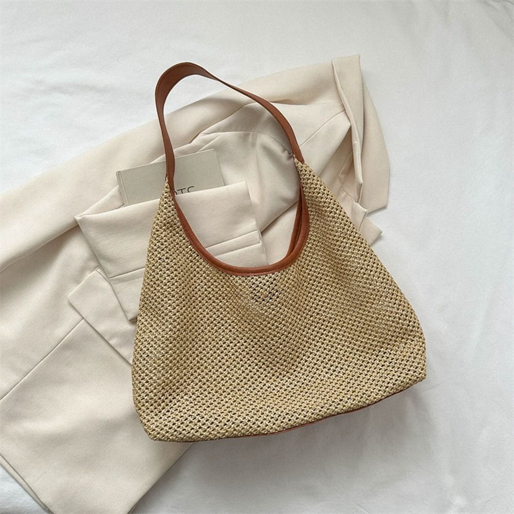 Fashion Solid Color Weave Stra - مراجعة Beach Bag Straw وسعره