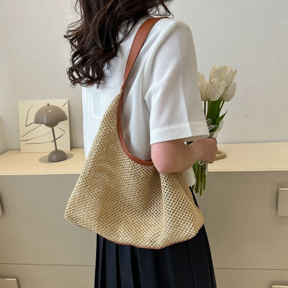 Fashion Solid Color Weave Stra - مراجعة Beach Bag Straw وسعره