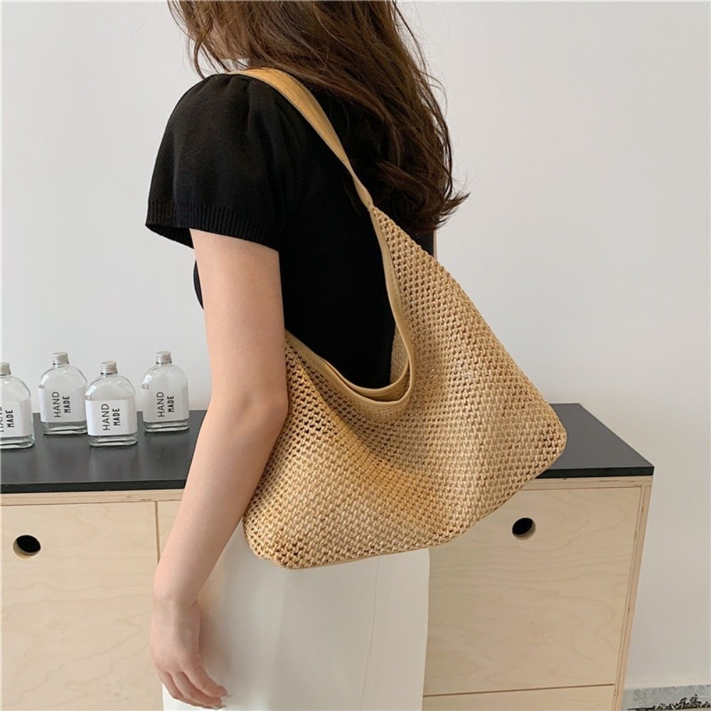 Cute Solid Color Weave Straw B - مراجعة Beach Bag Straw وسعره