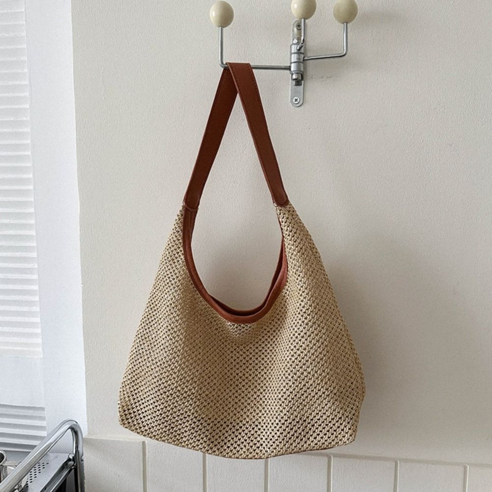 Cute Solid Color Weave Straw B - مراجعة Beach Bag Straw وسعره