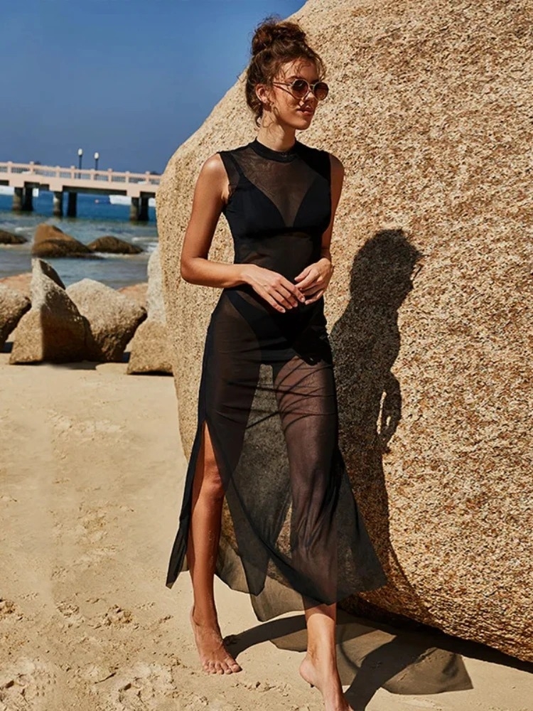 See Through Mesh Long Dresses  - مراجعة Summer Gauze Clothing وسعره