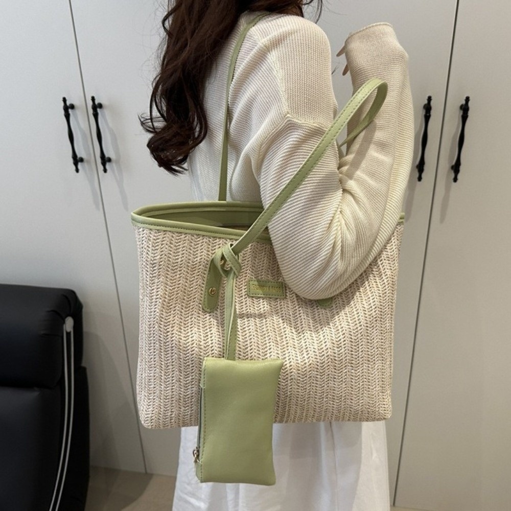 Fashion Solid Color Weave Tote - مراجعة Beach Bag Straw وسعره