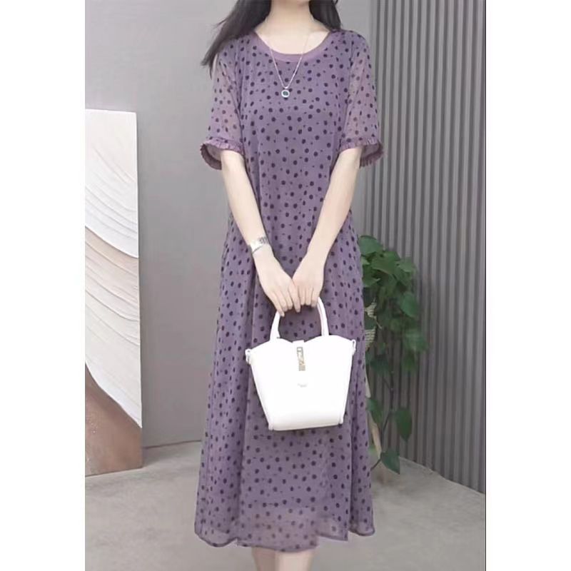 Elegant O-Neck Printed Polka D - مراجعة Summer Clothing For 70 Year Old Woman وسعره