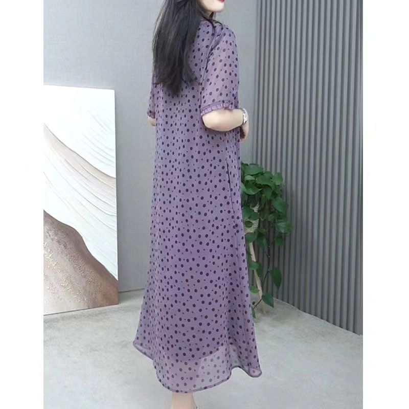 Elegant O-Neck Printed Polka D - مراجعة Summer Clothing For 70 Year Old Woman وسعره