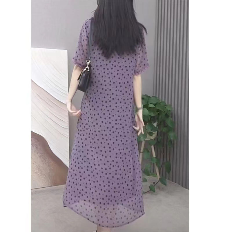 Elegant O-Neck Printed Polka D - مراجعة Summer Clothing For 70 Year Old Woman وسعره