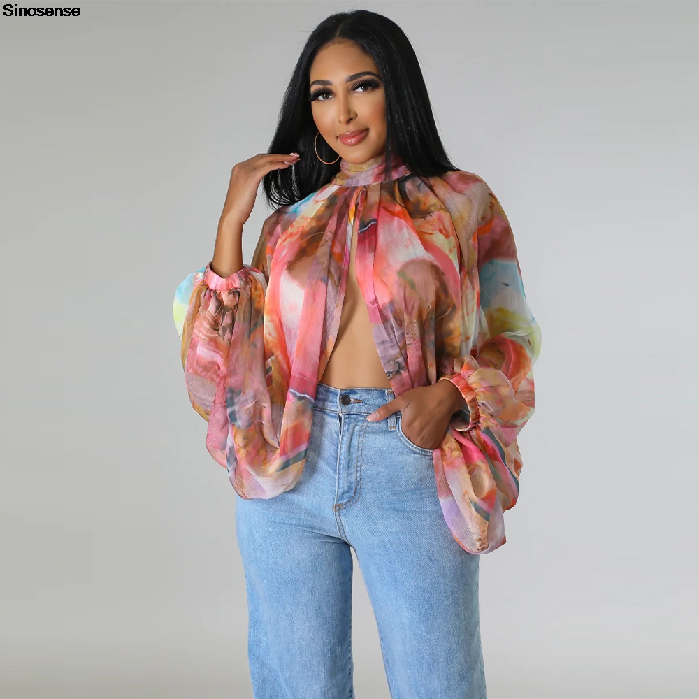 Women Chiffon Blouses Sexy She - مراجعة Tie Front Shirt وسعره