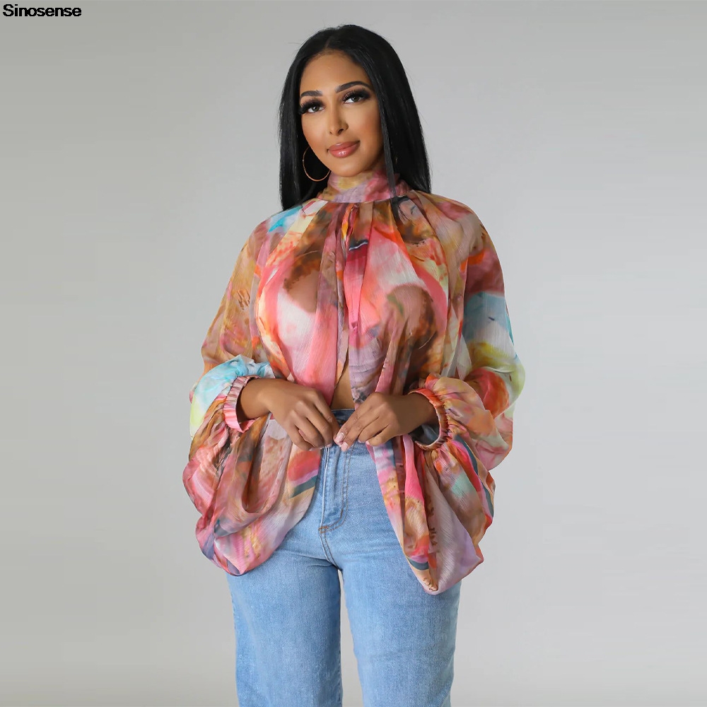 Women Chiffon Blouses Sexy She - مراجعة Tie Front Shirt وسعره