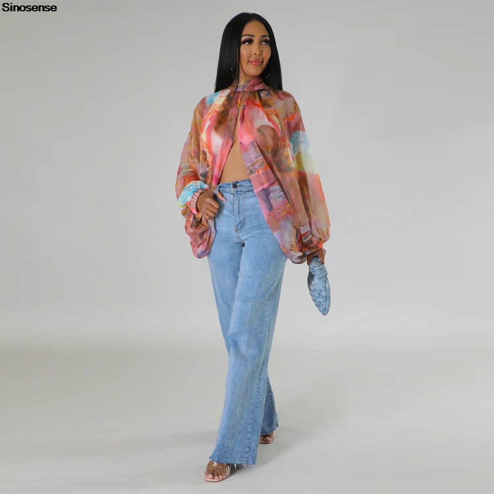 Women Chiffon Blouses Sexy She - مراجعة Tie Front Shirt وسعره