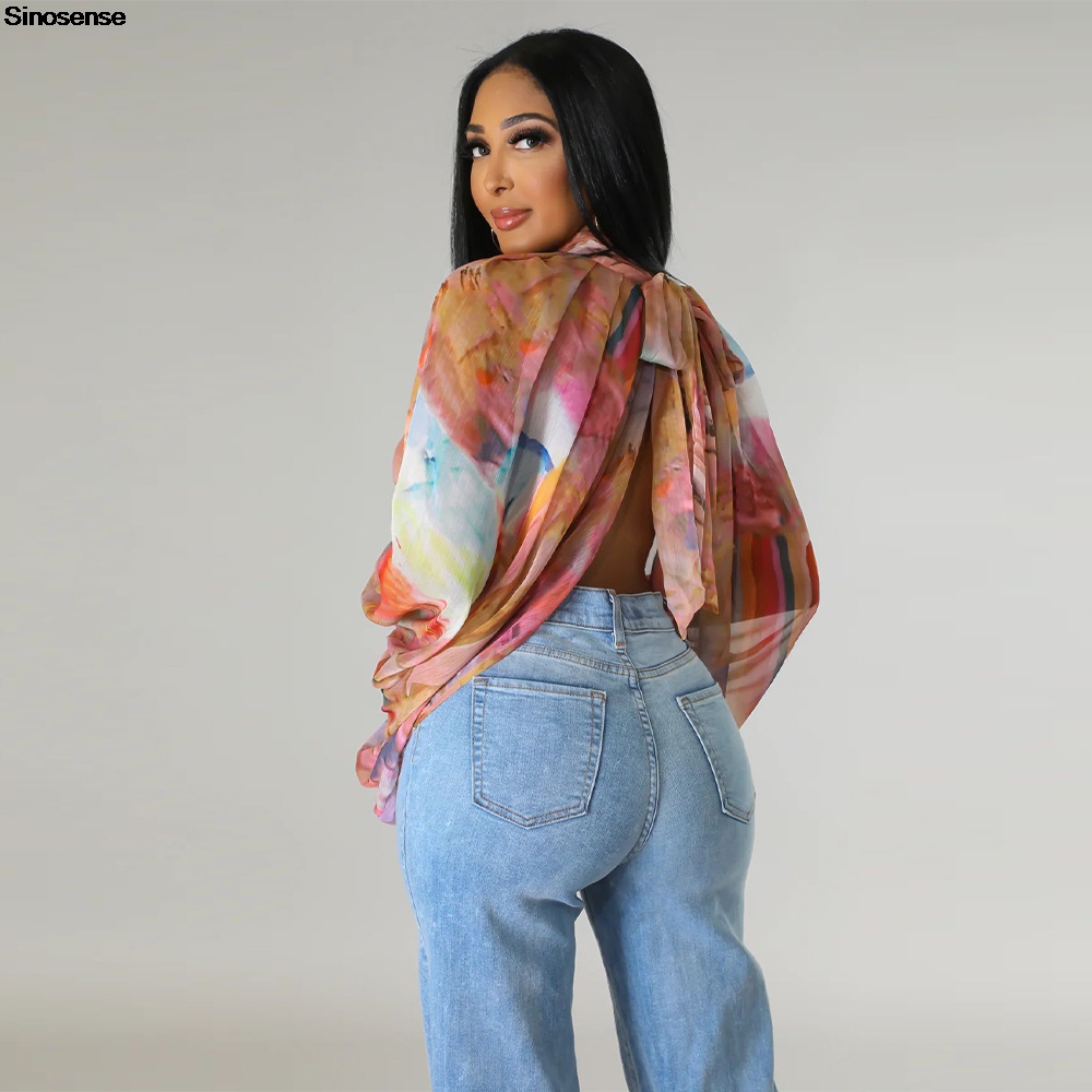 Women Chiffon Blouses Sexy She - مراجعة Tie Front Shirt وسعره