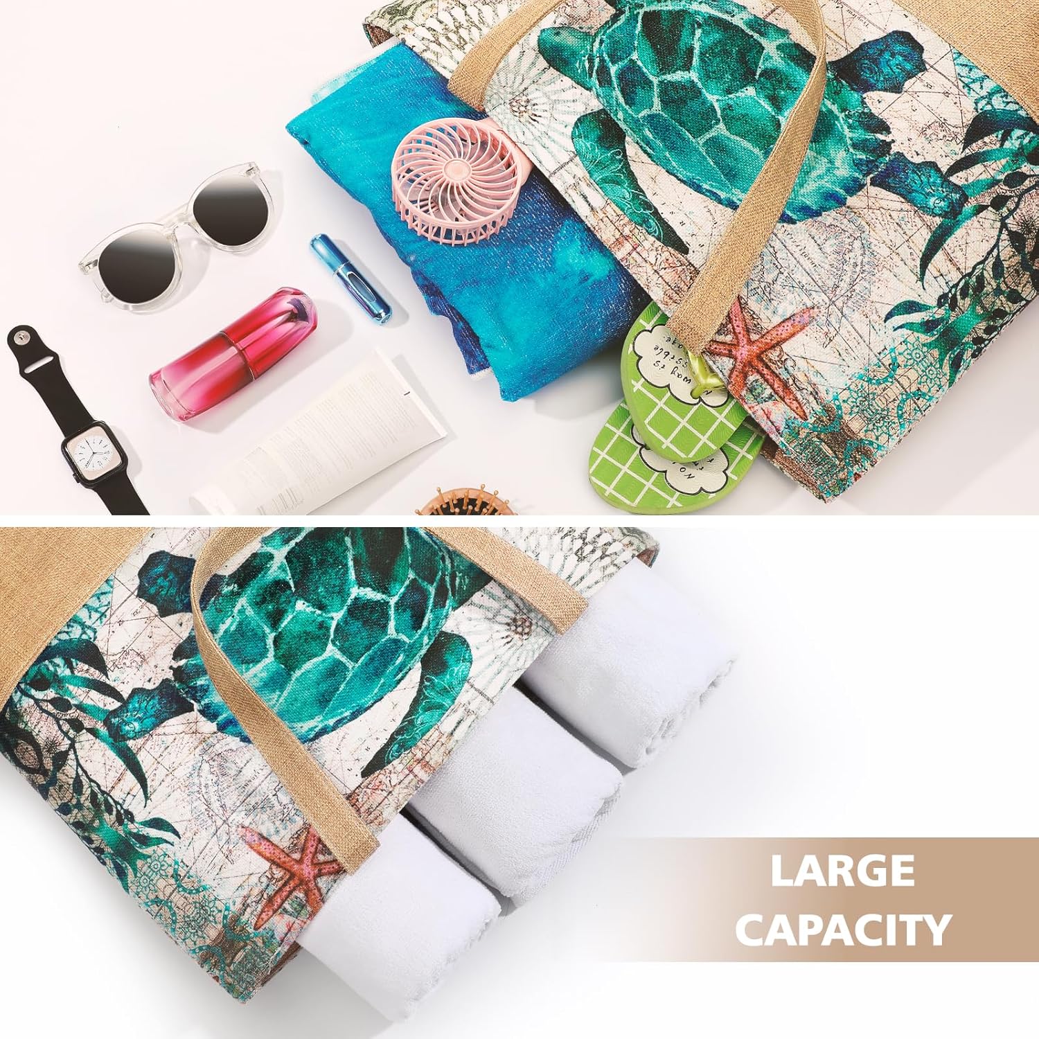 Large Beach Bag for Women with - مراجعة Beach Bag Straw وسعره