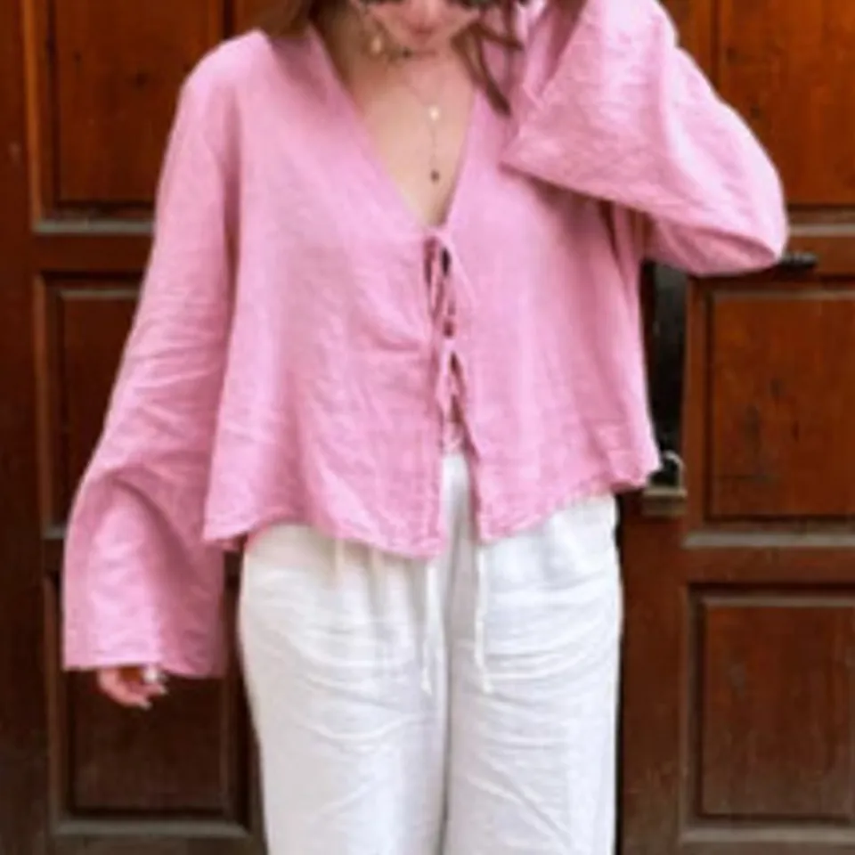 Women'S Summer Solid Casual Sh - مراجعة Tie Front Shirt وسعره