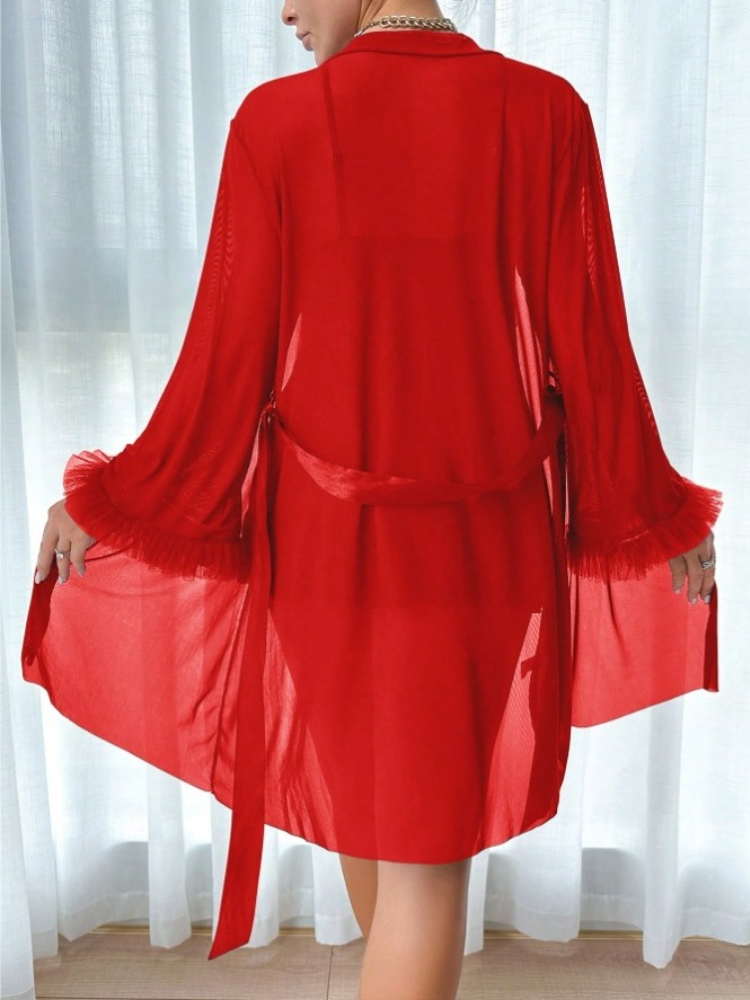 Women 3 Piece Red Sexy Lace Ro - مراجعة Summer Clothing For Petite Women وسعره