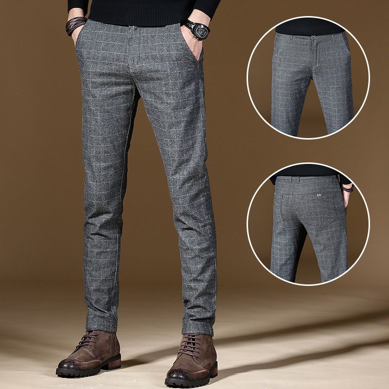 Male Suit Trousers Gray Plaid  - مراجعة Summer Clothing Cheap وسعره