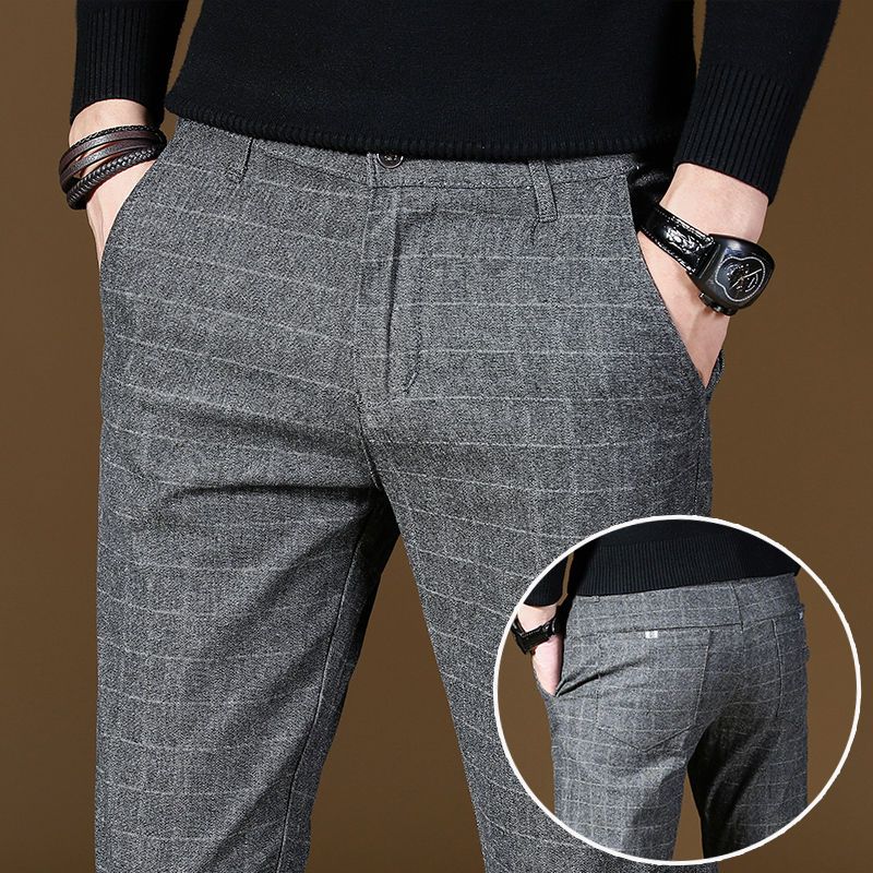 Male Suit Trousers Gray Plaid  - مراجعة Summer Clothing Cheap وسعره