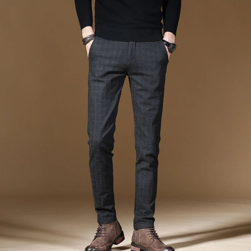 Male Suit Trousers Gray Plaid  - مراجعة Summer Clothing Cheap وسعره