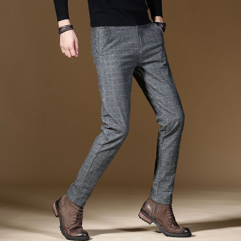 Male Suit Trousers Gray Plaid  - مراجعة Summer Clothing Cheap وسعره