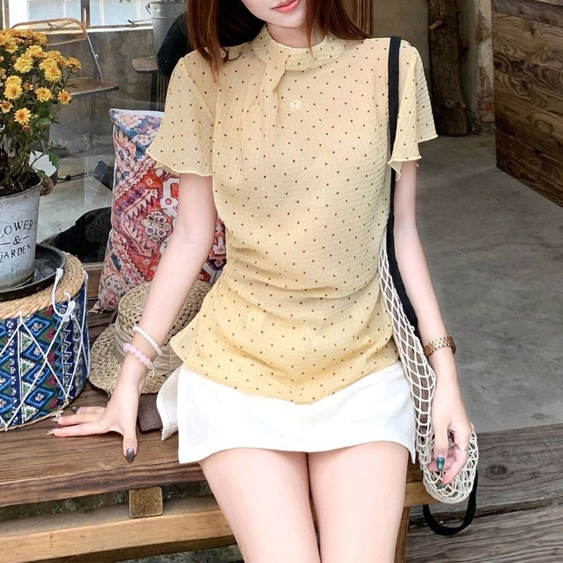 Fashionable Gauze Sweet Polka  - مراجعة Summer Gauze Clothing وسعره