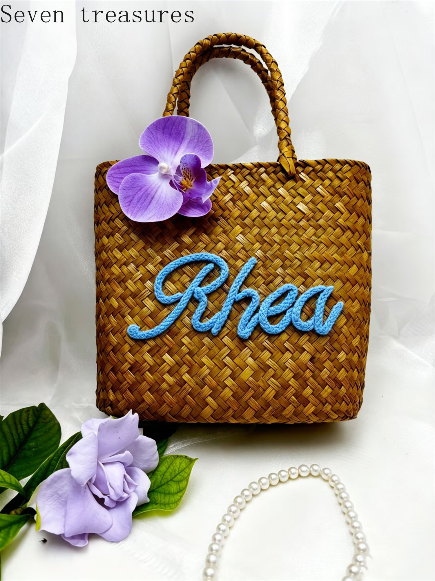 Bridesmaid name custom woven b - مراجعة Beach Bag Straw وسعره