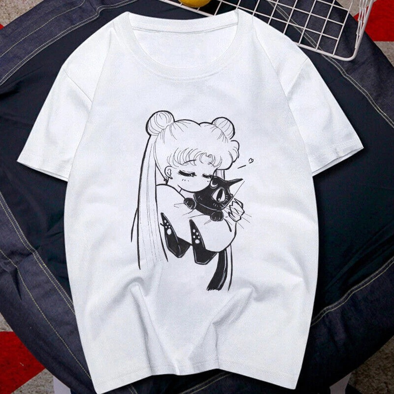 T Shirt 90s Anime Sailor Moon  - مراجعة Summer Clothing Trends For Women وسعره