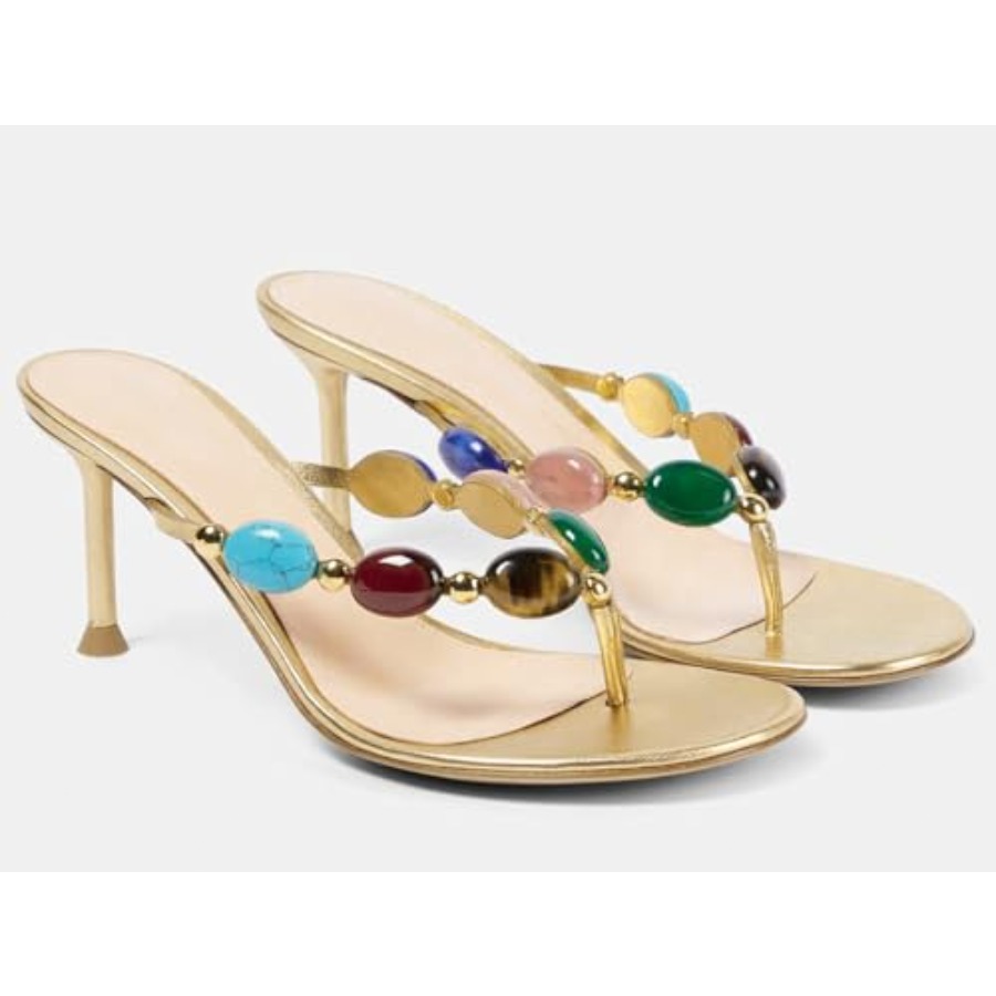 Coutgo Womens Jeweled Heeled S - مراجعة Flip Flop Jeweled وسعره