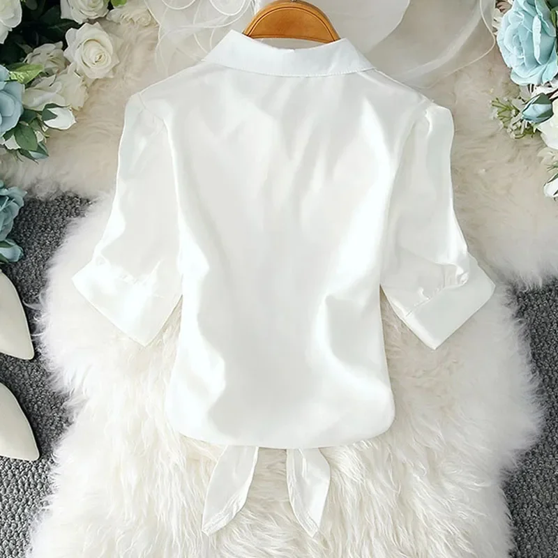 New Summer Casual Women's Shir - مراجعة Tie Front Shirt وسعره