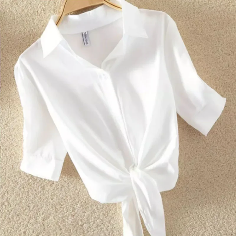 New Summer Casual Women's Shir - مراجعة Tie Front Shirt وسعره