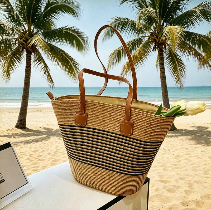 CLAREGQI  Women's Striped Stra - مراجعة Beach Bag Straw وسعره