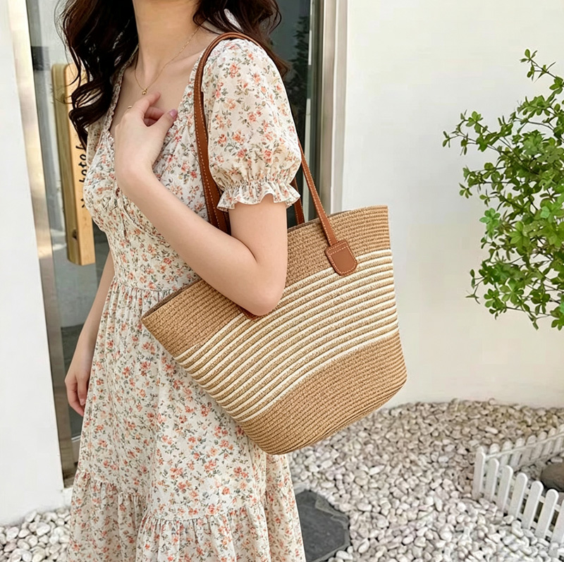 CLAREGQI  Women's Striped Stra - مراجعة Beach Bag Straw وسعره
