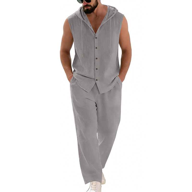 Men's Casual Linen Suit Hooded - مراجعة Summer Clothing Usa وسعره