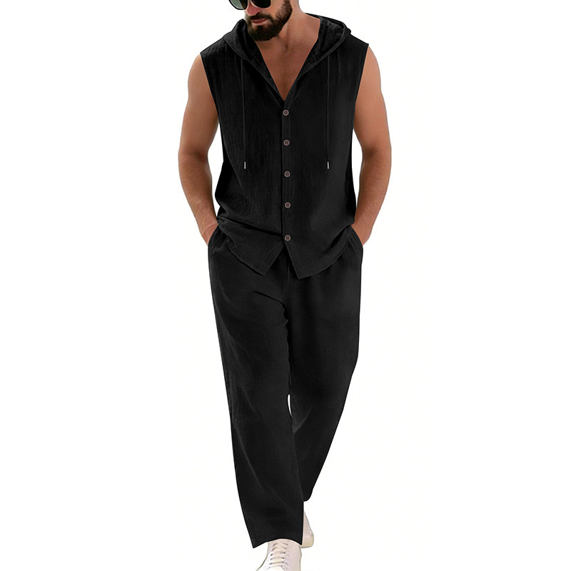 Men's Casual Linen Suit Hooded - مراجعة Summer Clothing Usa وسعره