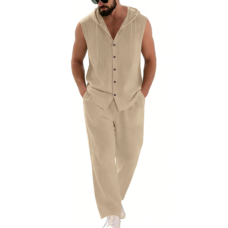 Men's Casual Linen Suit Hooded - مراجعة Summer Clothing Usa وسعره