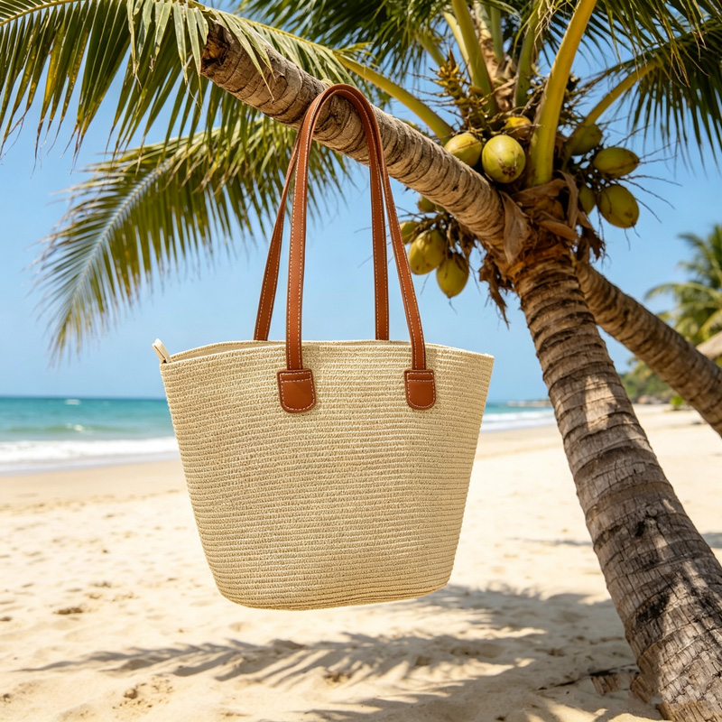 CLAREGQI  Women's Solid Color  - مراجعة Beach Bag Straw وسعره