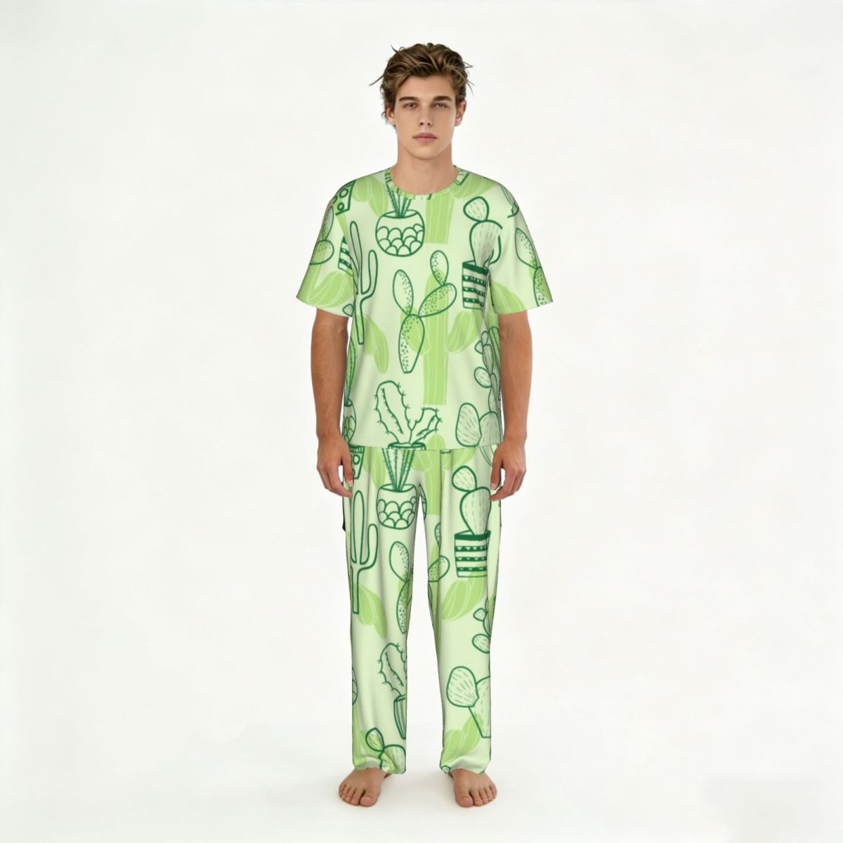 Men Pajamas Suit Short Sleeved - مراجعة Summer Clothing Patterns وسعره