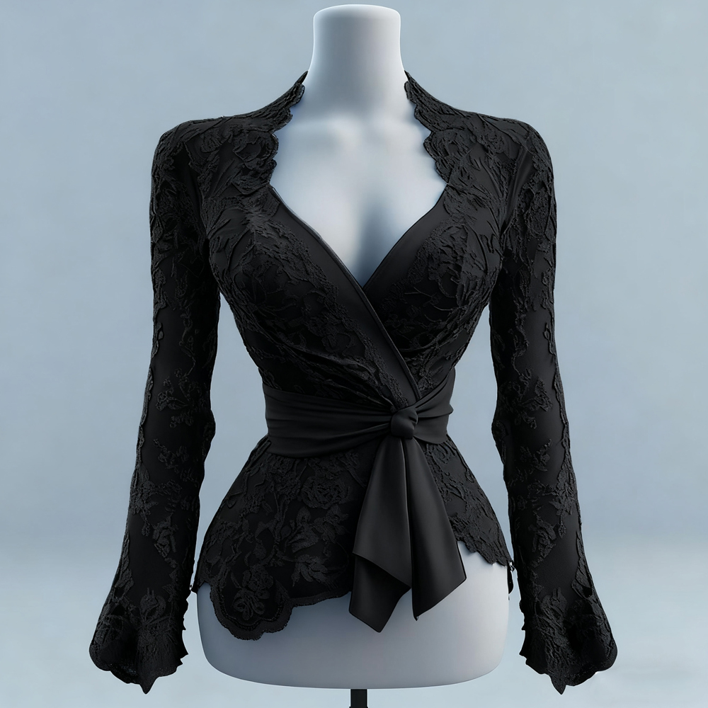Sexy Women Mesh Lace T-Shirts  - مراجعة Tie Front Shirt وسعره