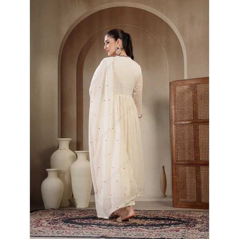 White Cotton Anarkali Kurti Se - مراجعة Summer Clothing Pakistan وسعره