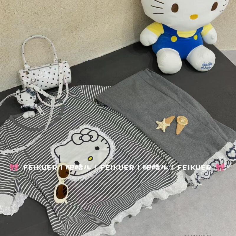 Summer New Hello Kitty Striped - مراجعة Summer Clothes وسعره
