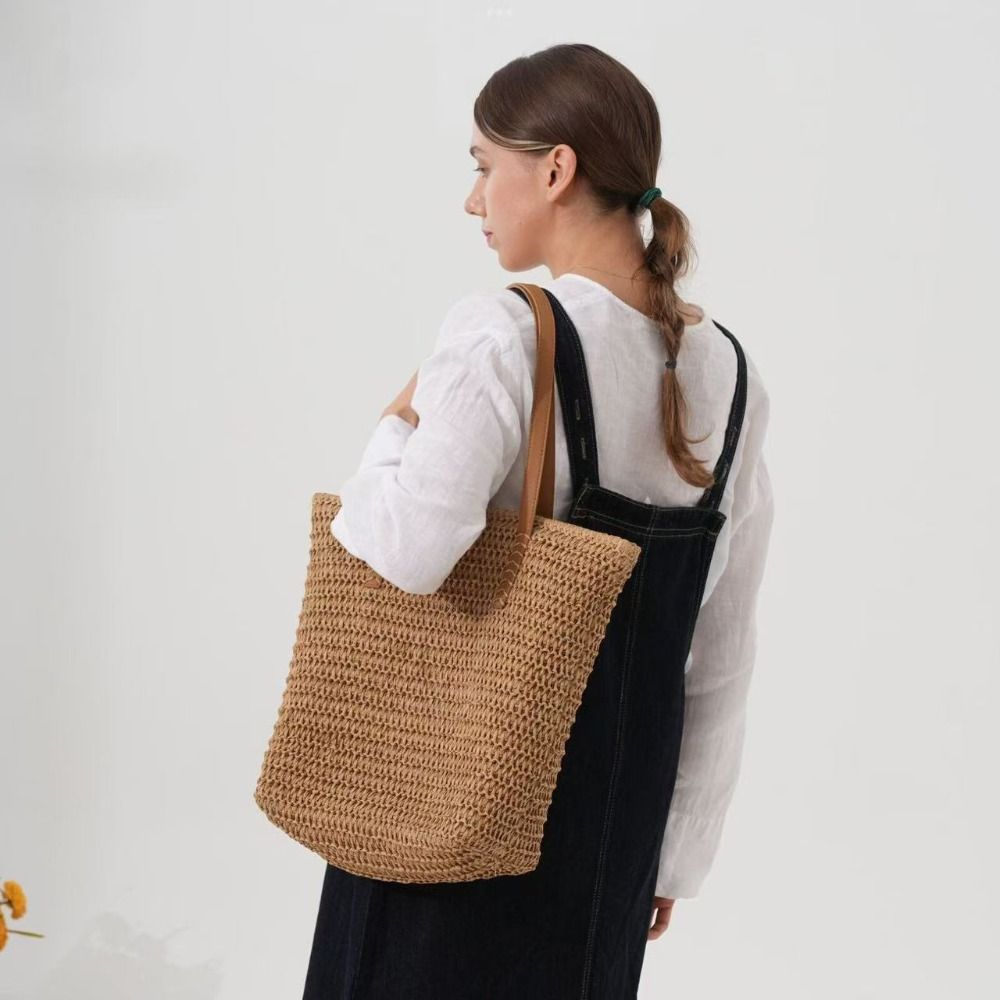 Cute Solid Color Weave Straw T - مراجعة Beach Bag Straw وسعره